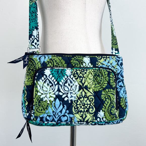 Vera Bradley Blue Green Quilted Crossbody Bag Purse
